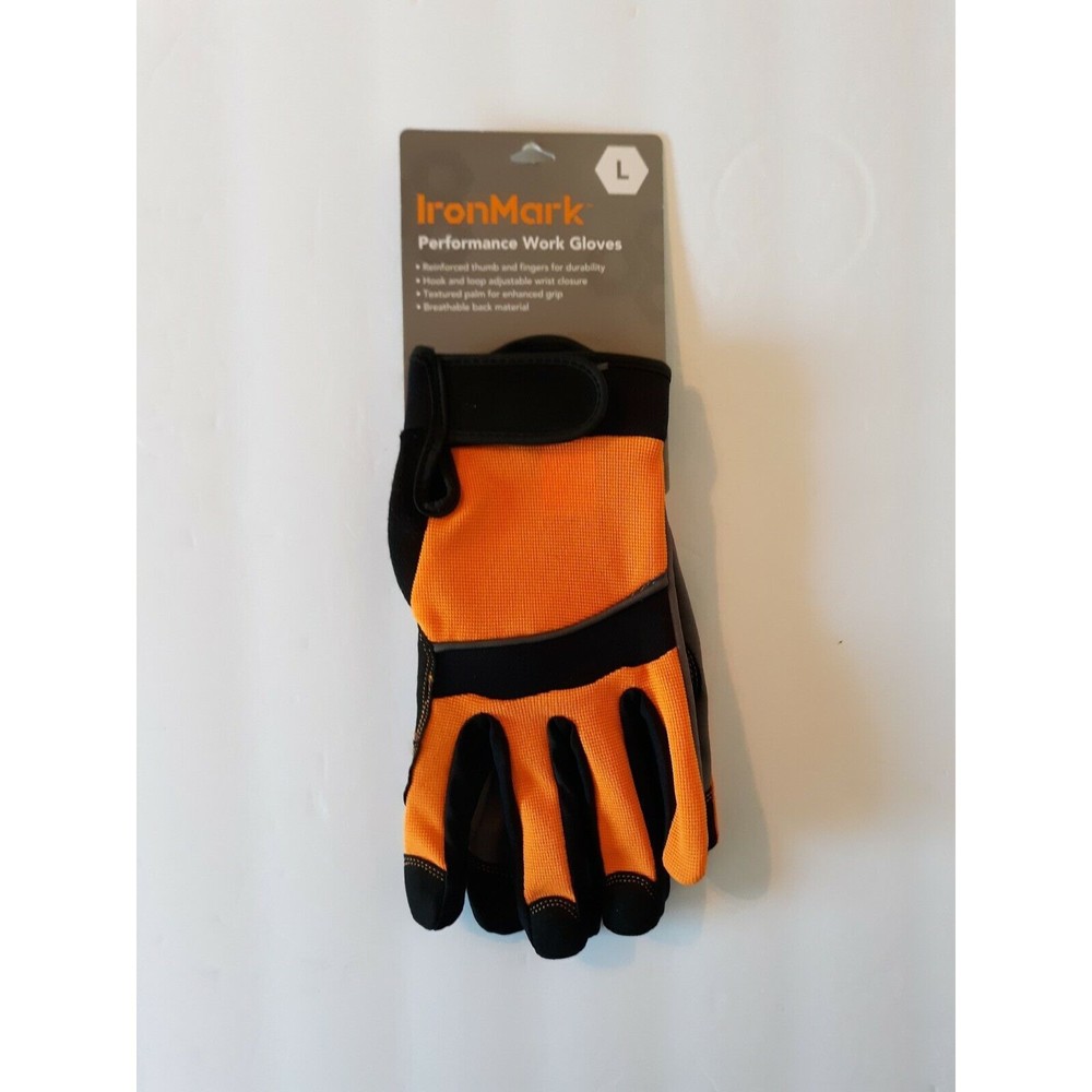 IronMark Performance Work Gloves, Orange/Black Size: LARGE